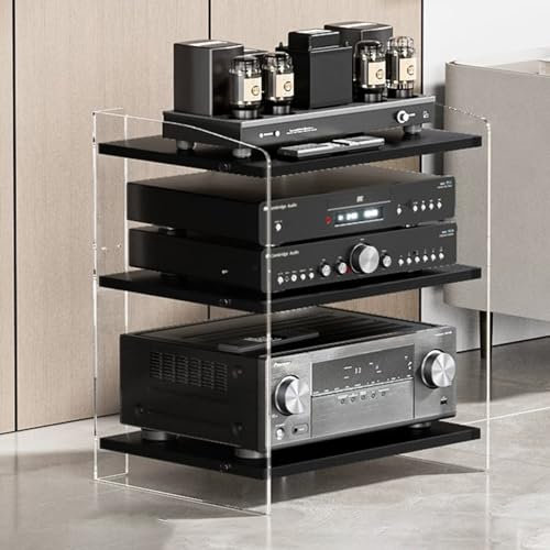 YVZYLXH Meuble HiFi Meubles pour Audio/vidéo,Support Enceinte Support Enceinte,Support multimédia Audio-vidéo Support de Lecteur CD Tour pour Bureau Audio vidéo DJ Theater(Clear,52.2X40X79.4CM)