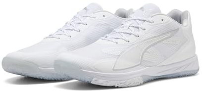PUMA Mixte Accelerate Turbo 4 Chaussure de Terrain intérieur, White Silver Ash Gray, 44 EU