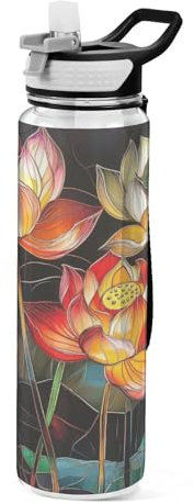 Ewusp Bouteille d'eau de sport avec paille et couvercles, 950 ml, anti-fuite, réutilisable, sans BPA, pour salle de sport, fitness, cyclisme, école, bureau