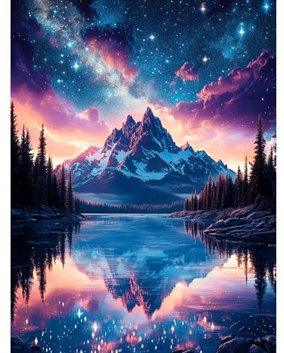 HEIBAGO 5D Paysage Diamond Painting, DIY Montagnes Broderie Peinture Diamant pour Adultes, Diamond Painting Complet Diamant Kit Cristal Painting Artisanat pour Murale Décoration 30x40cm