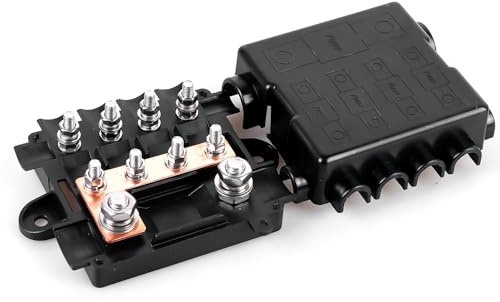 Sicherungshalter für 1X Mega + 4X Midi Sicherungen, Polyamid-Gehäuse mit Abdeckung, Stromverteilungssicherung, Sicherung halter für hohe UND mittlere Stromkreise, Auto, Boot, Suv, LKW, Style B
