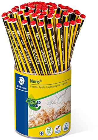STAEDTLER Bleistift Noris 120, Made from Upcycled Wood, Rutschfeste Soft-Oberfläche, hohe Buchfestigkeit, hohe Qualität Made in Germany, 72 Stück in Köcherpackung, Härtegrad HB, 120-2 KP72