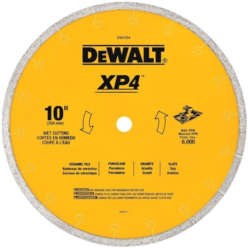 DEWALT Diamond Blade for Tile, Wet Cutting, 10-Inch x .060-Inch (DW4764)
