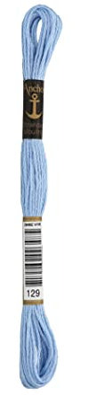 Anchor Sticktwist 4635000-00129 azurblau Stickgarn, 100 % Baumwolle
