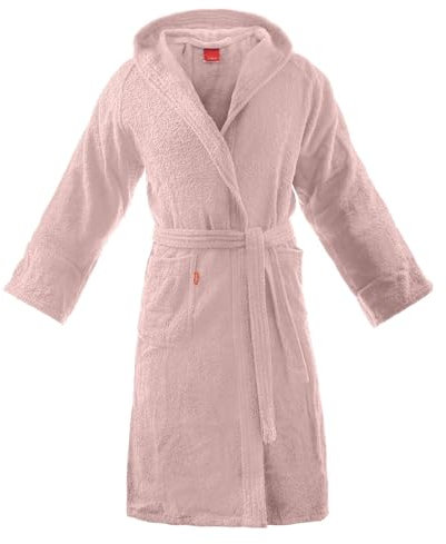 Gabel - Accappatoio con cappuccio e tasche, modello Viareggio, completamente realizzato in cotone, tinta unita, Rose, Taglia L