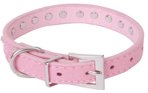 Collier réglable en Cuir synthétique orné de Strass pour Animal Domestique (30 cm, Rose)
