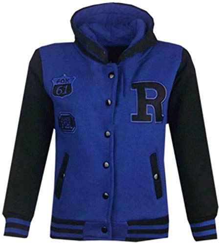 A2Z 4 Kids Boys Girls Hooded Varsity - B.B Fox Royal Black 5-6