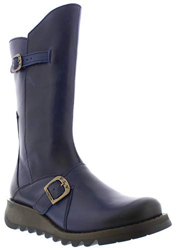 Fly London Women's Mes 2 Buckle Boots, Blue 020, 4 UK