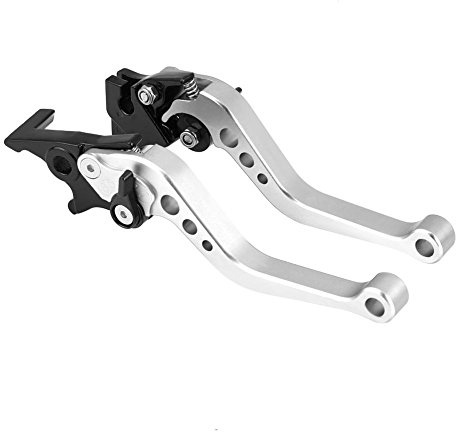 Elerose Motorrad Bremshebel Bremshebel Trommelbremse Kupplung Universal Motorrad CNC Aluminium 22 mm, 7/8 Zoll CNC Aluminium (Weiß Silber)