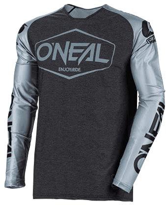 O'NEAL | Motocross-Shirt Langarm | MX MTB Mountainbike | Leichtes Material, ergonomischer Slim Fit Schnitt für perfekte Passform | Mayhem Jersey HEXX | Erwachsene | Grau Schwarz | Größe S