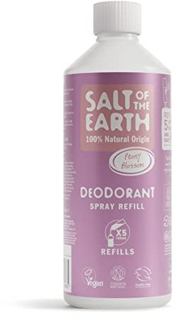 Salt Of The Earth Natürliches Deospray Nachfüllpack, Pfingstrosenblüte - Vegan, Langanhaltender Schutz, Ohne Tierversuche - 500 ml