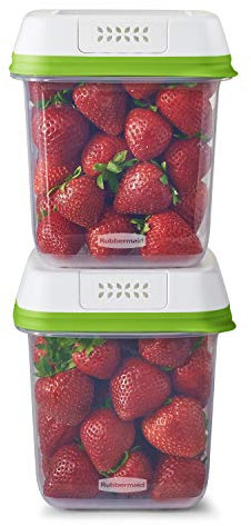 Rubbermaid FreshWorks Saver, Medium Produce Storage Containers, 2-Pack, 7.2 Cup