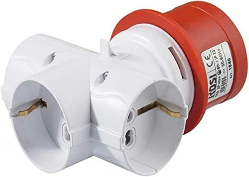 ROSI MATERIALE ELETTRICO ADATTATORE DA SPINA INDUSTRIALE 16A 5P 400V A 3 PRESE SCHUKO 1840