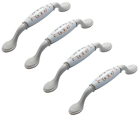 ANSIEDIO 4 piezas Tirador de Cerámica de Aleación de Aluminio para Muebles, 96mm Pomos y Tiradores de Cerámica para Puertas de Armario, Cajones, Armarios, Muebles