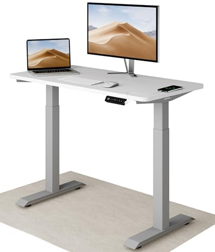 Desktronic Homeone Höhenverstellbarer Schreibtisch 120 × 60 cm – Elektrischer Schreibtisch Mit Zwei Elektrischen Motoren, Touchscreen-Steuerung Und Integrierten USB-a- Und USB-c-ladeanschlüssen