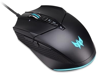 Acer GP.MCE11.01Q, Predator Cestus 335 - Mouse da gioco (19.000 DPI, 400 IPS, 10 tasti programmabili, tempo di risposta 0,5 ms, illuminazione RGB, colore: Nero