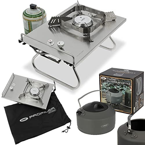 Angling Pursuits NGT 4.5KW PROFILER CARP FISHING GAS STOVE COOKER + 1.1L ALUMINUM KETTLE CAMPING