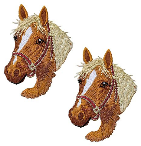 2 Stück süß Pferd Applikation Stickerei Aufnäher Set, Flicken zum Aufbügeln, Gestickte Flicken Aufnäher, Coole Patches für Männer, Frauen, Jungen, Mädchen, Kinder