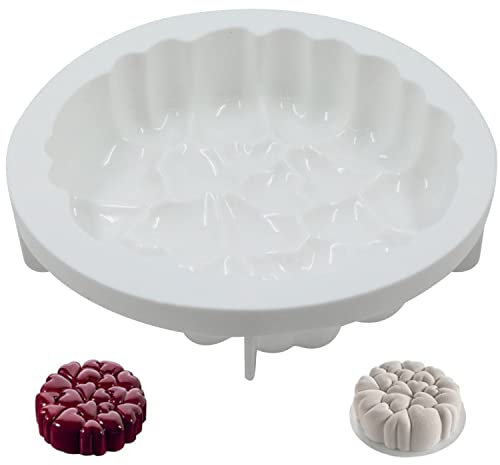 xtemtoamz Silikonform 3D Herz Kuchenform Backform - Großes Herzförmige Mousse Silikon Backwerkzeug für Schokolade, Süßigkeiten, Gelee, Brownis, Eiswürfel, Kuchen, Weiß, 21 * 21 * 4,5cm
