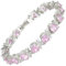 Rizilia Blumen-Tennisarmband Damen | 18K Weißgold Plattiert mit Runden Zirkonia-Steinen (Simulierter Rosa Saphir) | 18 cm | Elegantes Schmuckgeschenk für Sie