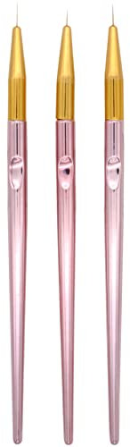 Nail Art Brushes Nail Varnish Polish Gel Nail Pen Tools for Manicure and Pedicure Thin Nail Liner Brushes for Women Teenage Girls Full Tool Kits for Beginners Nails Accessories Three Pack Rose Gold