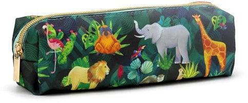 Puckator Animal Kingdom Canvas Pencil Case - School Equipment Stuff - Pencil Cases - Large Capacity Preppy Pencil Case - Zipper Pouch - Office Essentials - Pencils Case Cute - Pencilcase - Pen Case