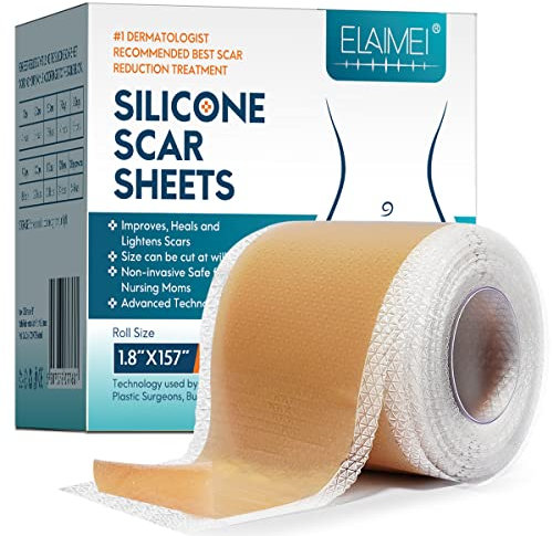 Feuilles de cicatrice en silicone (1,8 x 120 -3M), bandes de ruban adhésif en silicone de qualité médicale pour incisions chirurgicales, césarienne, chéloïde, acné