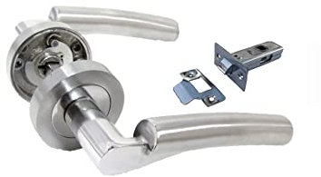 Haven Heritage Door Handles Internal Chrome Door Handles Internal, Duo Verona Style Modern Curved Lever Chrome Handle, Round Door Handles on Rose for Internal & External Use 51mm(1 x Latch Handle Set)