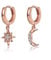 Womens Moon Star Dangle Small Hoop Cubic Zirconia Earrings Girls Sterling Silver Crystal Asymmetrical Snowflake Crescent Drop Mini Cartilage Clip Jewelry Delicate Birthday Gifts (Rose Gold)