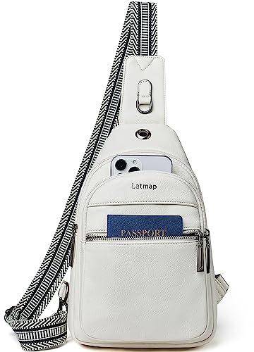 LATMAP 7L Brusttasche Damen,Sling Bag Damen Kleine Crossbody Bag PU Leder Tasche Umhängetasche Diebstahlsicher Schultertasche für Outdoor Sport