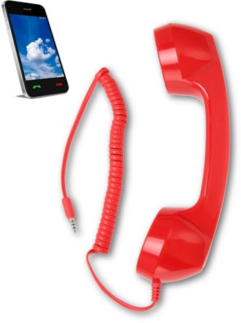 LUCKDANO Retro-Telefonhörer, Multifunktionaler Strahlungssicherer Handy-Empfänger mit Klarem Klang und Mikrofon für Computer klassischen Telefonhörers (Rot)