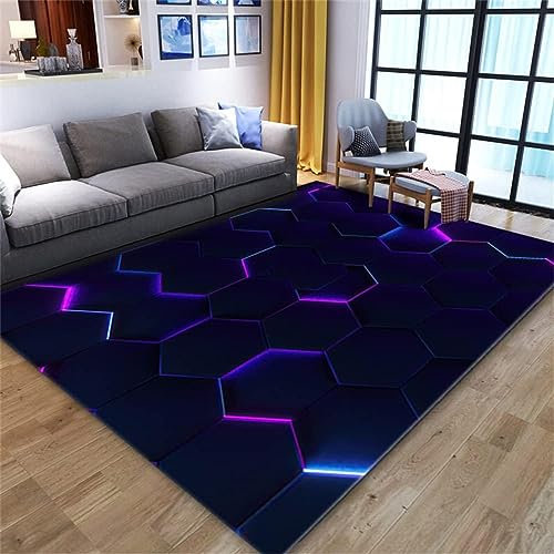 okoikfc Teppich Wohnzimmer 120 x 170 cm Geometrie Teppich 3D Hexagon Waschbarer rutschfest, Teppiche für Kinderzimmer Schlafzimmer Deko Antirutschmatte Teppich Matte