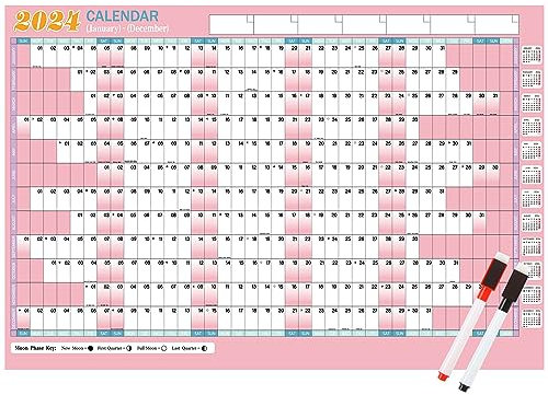 SULOLI Wandkalender 2024, A1 2024, Wandplaner 2024, Wandkalender, Jahresplaner 2024, Jahreswandplaner 2024, akademischer Wandplaner (85 x 58 cm), Rosa