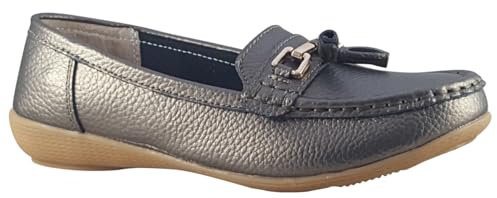 Jo & Joe Nautical Womens Leather Shoes Gunmetal Standard Fit 6 UK