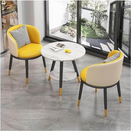 RRraw Ensemble Petite Table à Manger Ronde et chaises pour 2 Personnes, Tables à Manger sur Pied en métal + 2 chaises de Salle à Manger, Table de conférence de Bureau, Table de conférence, Tulipe