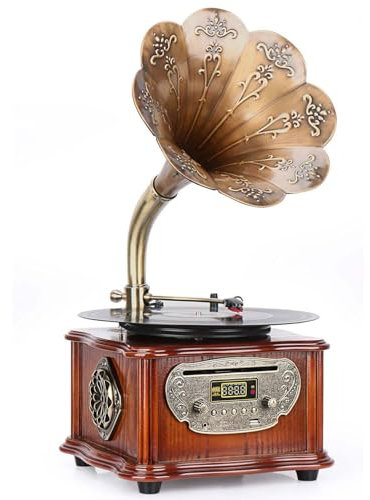 Vinyl-Maschine, Retro-Bluetooth-Lautsprecher, Schallplatten-Grammophon und USB-Stick-Radio Machen Musik strukturierter,WithoutCDfunction