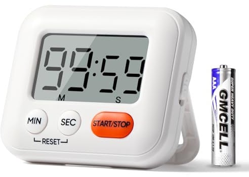 Blendura Digital, Cronometro Interruptor Encendido, Reloj Temporizador para Estudiar Trabajar Cocina, Viene con 1 Batería AAA, Plastic, White