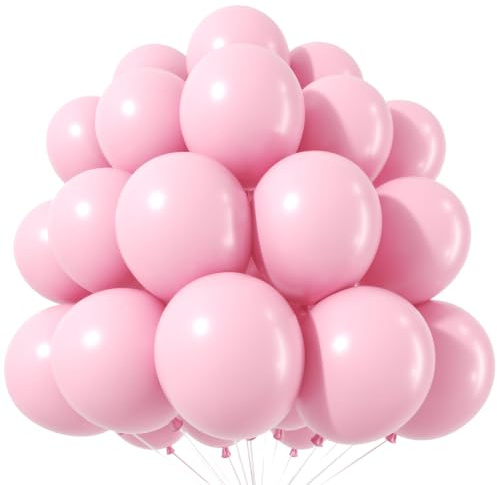Jobkoo Pastel Pink Balloons - 30 Pcs, 12 Inch, Helium, Matte, Soft, Macaron Pink, Baby Shower, Birthday Party Decorations