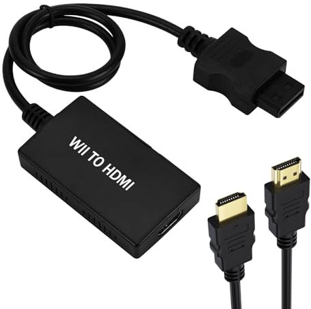 Wii HDMI Adapter, Adapter Wii auf Hdmi 1080P/720P HD Converter Adapter mit 3,5mm Audioausgang, 1.5M HDMI Kabel, Unterstützt NTSC/PAL Format, für Nintendo Wii, TV Monitor Projektor Fernseher - Schwarz