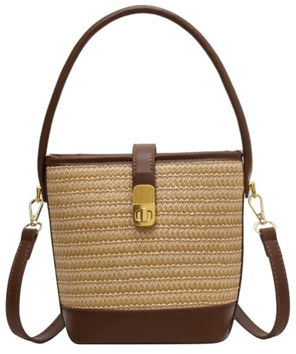 Sacs de plage en paille pour femme, sac à main en rotin, sac à bandoulière en paille, sac à main en raphia, petit sac seau 2026