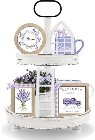 CRCZK 10 Themes Interchangeable Seasonal Decor Set - Farmhouse Fall Tiered Tray Decorations, Perfect for Holiday Decor, Lavender Decor Fall Decorations for Home