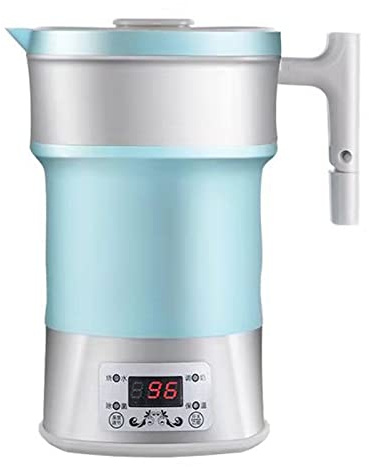 Bollitore Elettrico Pieghevole 110 V‑220 V, Bollitore Elettrico da Viaggio in Silicone da 800 W Bollitore Elettrico Pieghevole con Controllo Termostatico Per Caffè, Tè, Spina Europea(Blu)