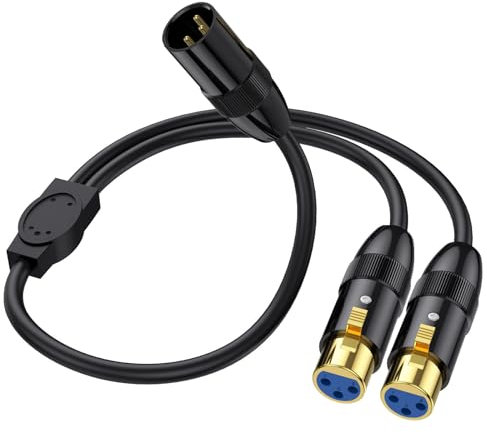 AWADUO XLR Mikrofon Y Splitter Kabel -3 Pins Balanced XLR Stecker auf Dual Weibliche Bühne Patchkabel DMX Kabel für Audio, Radiostation,Lautsprecher Systeme,Bühnenbeleuchtung(0.5m/1.65ft)