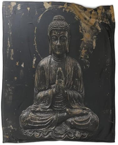 Buddha Statue Kuscheldecke Flauschig Flanell Decke Religion 3D Kinder Fleecedecke Wohndecke Warm Sofaüberwurf Decke Sofadecke Couchdecke Tagesdecke Für Bett & Sofa 60x80inch(150x200cm)