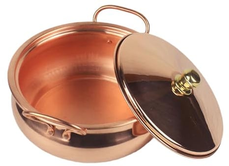 FytStycale Pentola in Rame Puro Pentole Elegante addensata Pentola Calda Fatta a Mano Shabu per Ristorante Domestico, Adatta a Tutti i Tipi di Fornelli, Conducibilità Termica, Multifunzionale, 20 cm