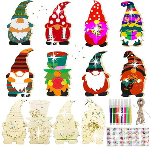 Aodmti Weihnachtsdeko Holz Weihnachtsanhänger, 40 Stück Weihnachten Basteln Holzanhänger,DIY Weihnachtsbaum Deko zum Bemalen,Christbaumschmuck Holz Set,Weihnachtsmann Baumschmuck Basteln Weihnachten