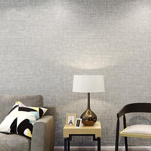 Hessian Light Grey Wallpaper Mix Plain Thick Linen Textured Industrial Wallpaper Free No Match Striped Wallpapers for Adults Kids Bedroom Living Room Lounge Hallway and Stairs