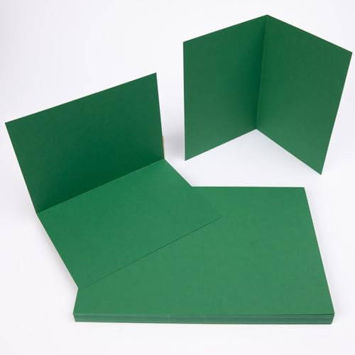 PresentFill® Klappkarten blanko in Smaragd Grün - 50 Faltkarten A6, Klappkarte ideal zum Karten selbst gestalten, beschriften oder bedrucken - passend für C6 Umschläge