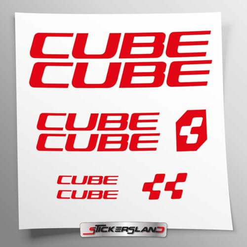 Aufkleber-Set kompatibel mit Rahmen MTB Mountainbike und Helm | Decals Aufkleber für Fahrrad Schriftzug Logos | Stickersland® – CB (rot glänzend)