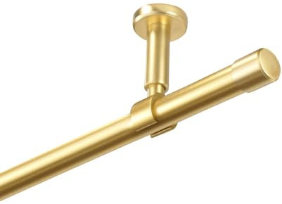 iso-design Gardinenstange zur Deckenmontage 20 mm Durchmesser in den Farben Edelstahl, Schwarz und Messing matt, Endstück Kappe, 400 cm (2 x 200 cm)